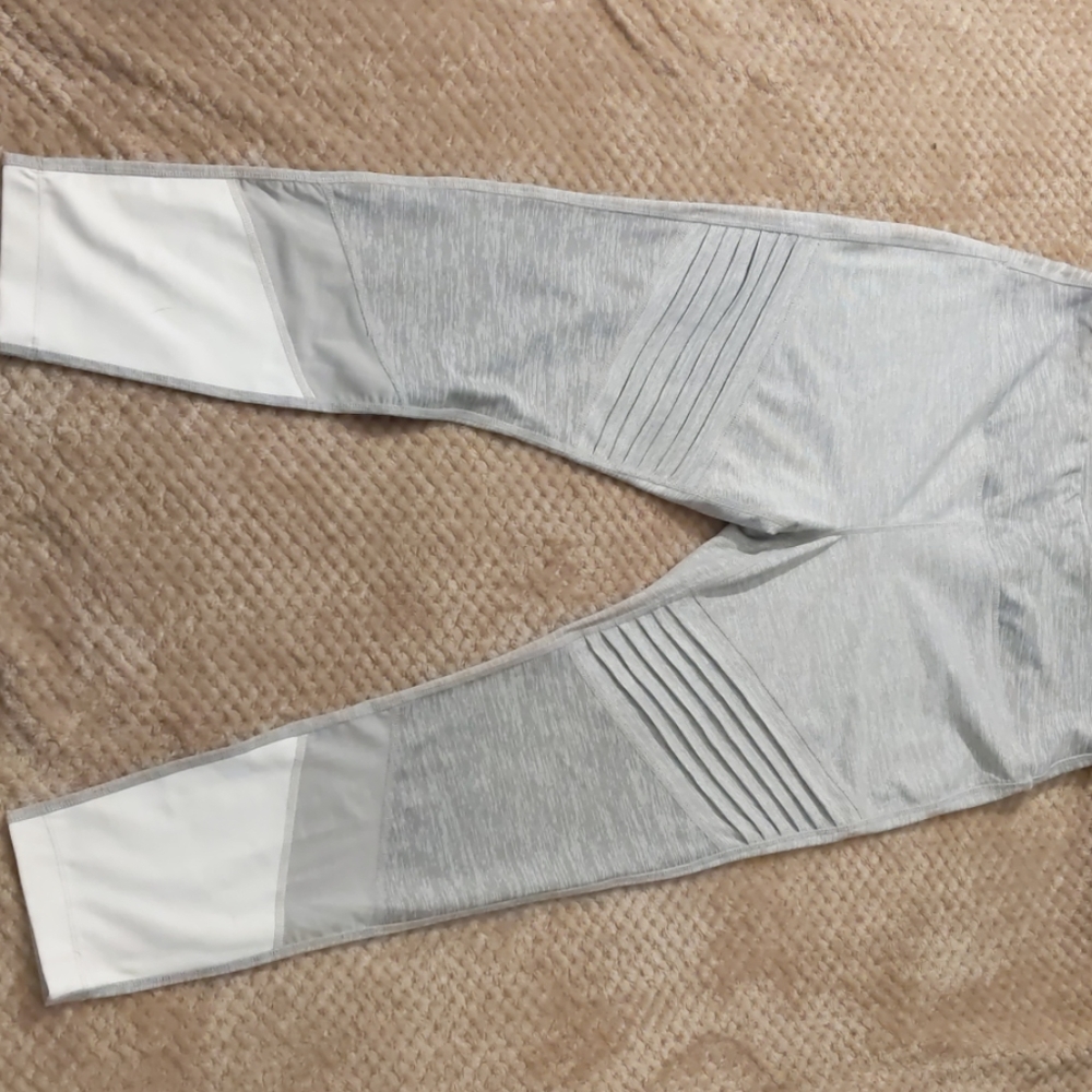 Gray and white workout leggings